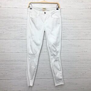 L'Agence Jeans size 27 White Chantal Low Rise Skinny Distressed length 30"
